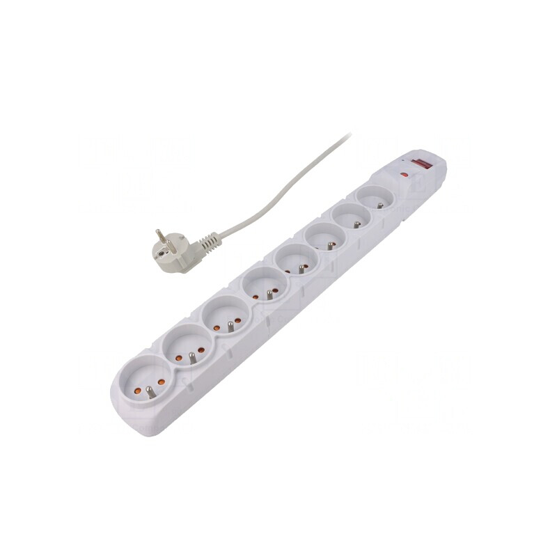 Prelungitor 8 prize cu protecție la supratensiune, 5m, gri | Electronic-mag.ro | Componente Electronice