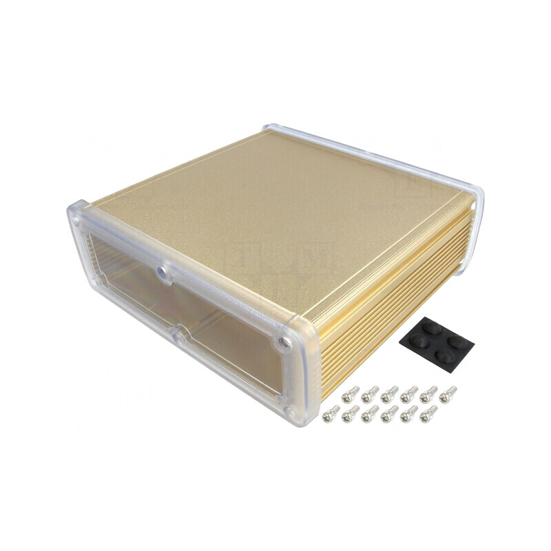 Carcasă Universală Aluminiu Aurit 177.6mm x 169mm x 61.1mm | Electronic-mag.ro | Componente Electronice