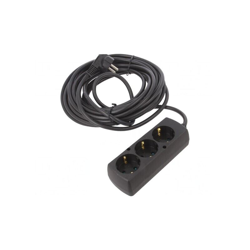 Prelungitor Schuko 3 Prize PVC Negru 3x1,5mm2 | Electronic-mag.ro | Componente Electronice