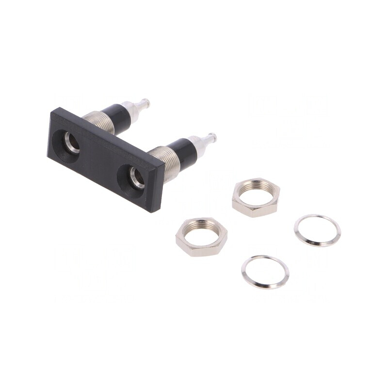 Soclu banană neagră dublă 4mm 25A | Electronic-mag.ro | Componente Electronice