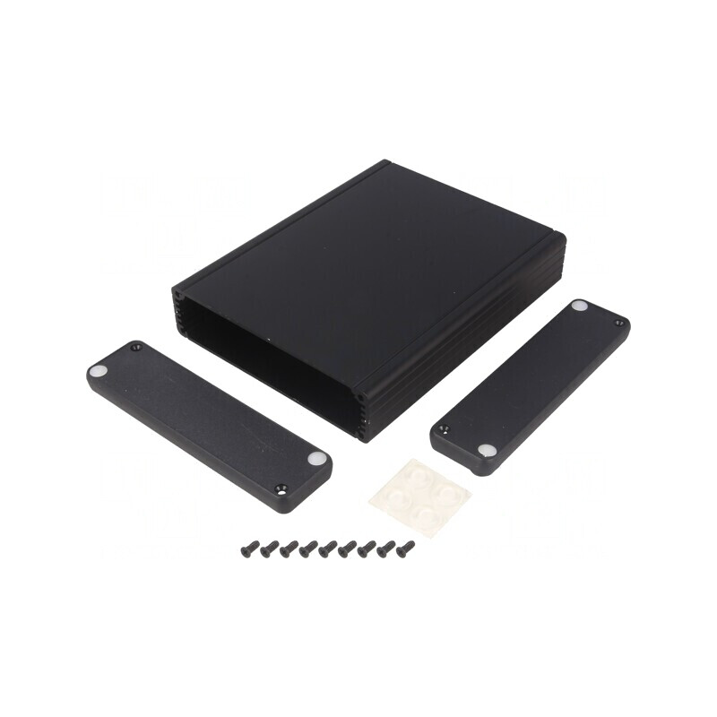 Carcasă Aluminiu Neagră cu Panou 125x160x30mm | Electronic-mag.ro | Componente Electronice