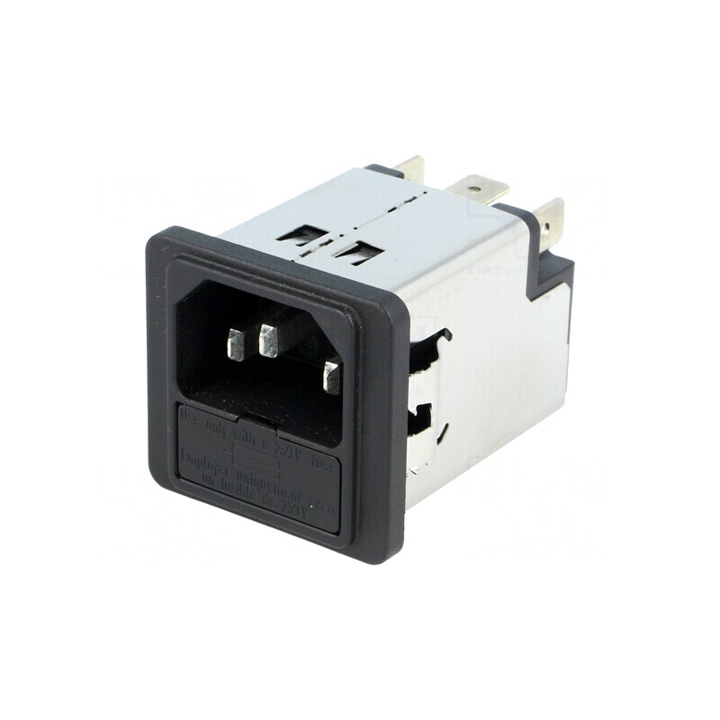 Conector de alimentare AC soclu tată 6A 250V IEC 60320 | Electronic-mag.ro | Componente Electronice