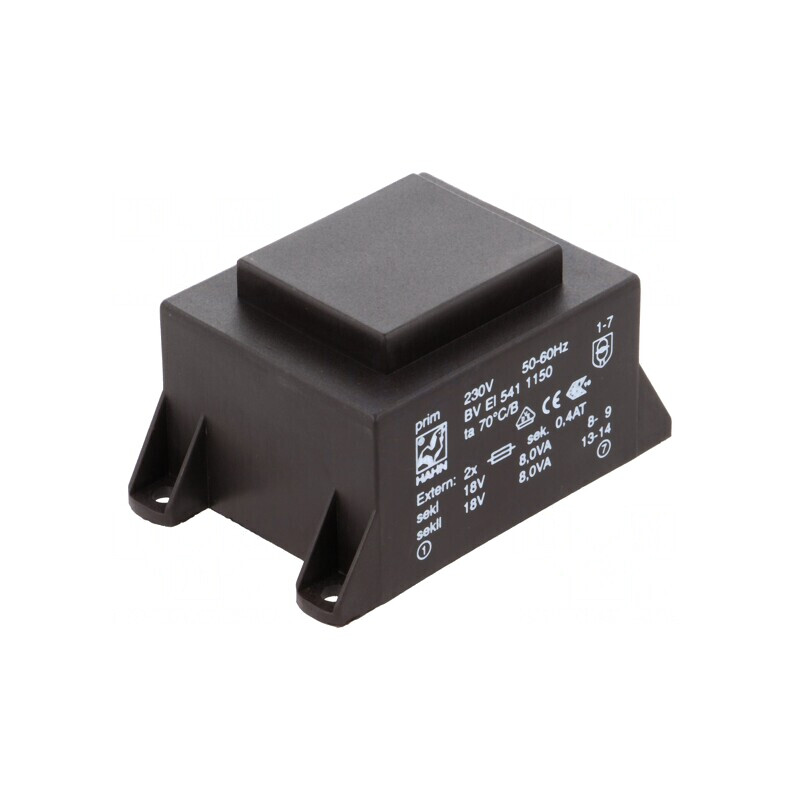Transformator încapsulat 16VA 230VAC 18V 445mA PCB | Electronic-mag.ro | Componente Electronice