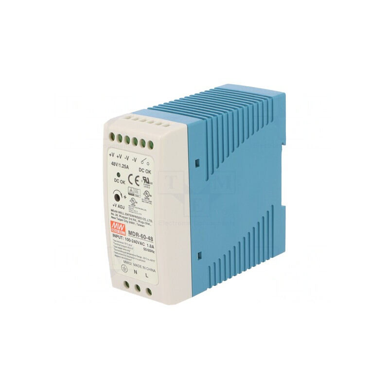 Alimentator pulsatoriu pentru șină DIN 60W 48V 1,25A | Electronic-mag.ro | Componente Electronice