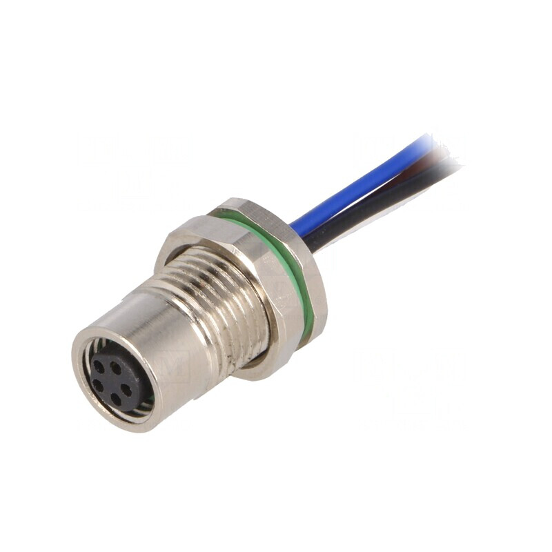 Conector M8 Mamă 5 Pin pentru Montare pe Panou cu Piuliță Frontală | Electronic-mag.ro | Componente Electronice