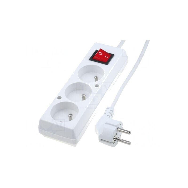 Prelungitor Alb 3 Prize 10m 16A | Electronic-mag.ro | Componente Electronice