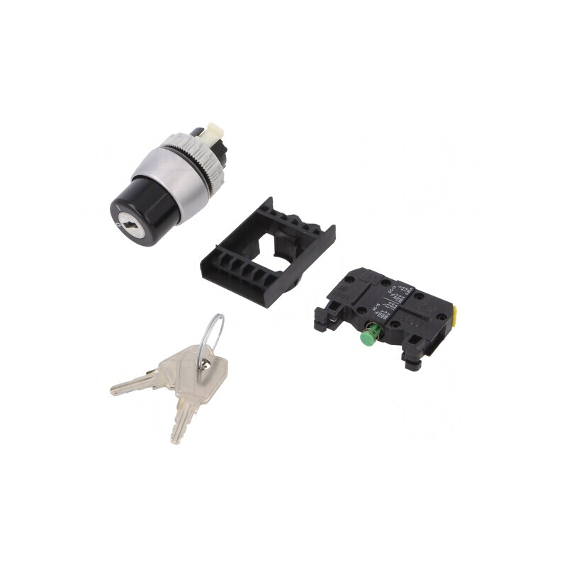Comutator rotativ cu cheie 22mm 2 poziții negru IP65 | Electronic-mag.ro | Componente Electronice