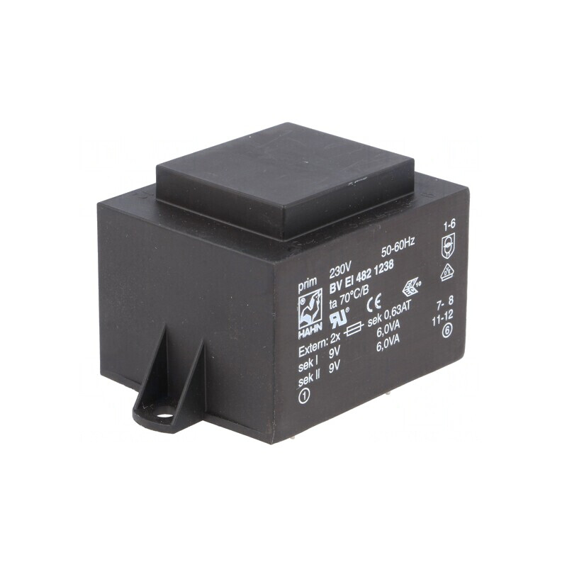 Transformator încapsulat 12VA 230V 9V 667mA PCB | Electronic-mag.ro | Componente Electronice