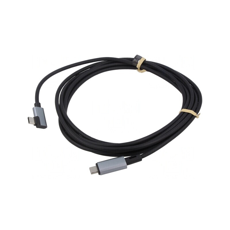 Cablu USB 2.0 USB-C Unghi 3m Negru 100W | Electronic-mag.ro | Componente Electronice