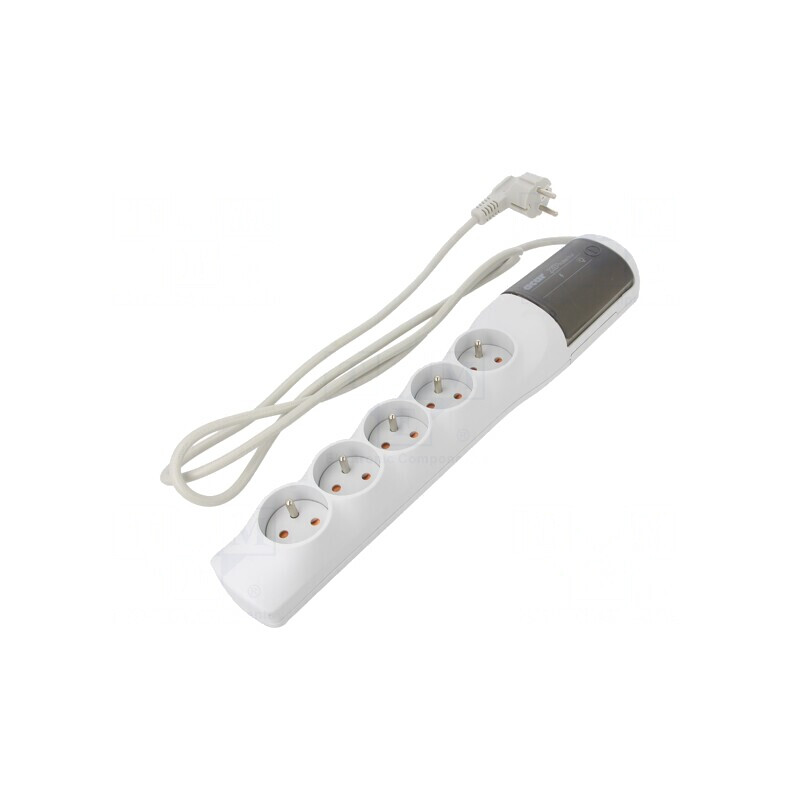 Prelungitor cu Protecție la Supratensiune 5 Prize 1.5m Gri | Electronic-mag.ro | Componente Electronice