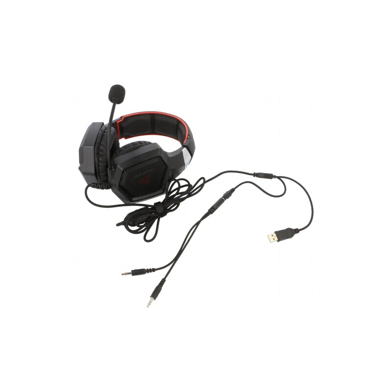 Căști cu Microfon Negru-Roșu Jack 3.5mm USB 2.2m | Electronic-mag.ro | Componente Electronice