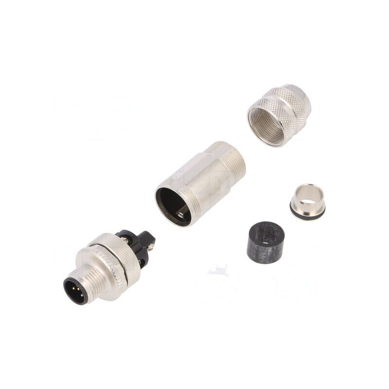 Mufă M12 5P A-COD Tată pe Cablu Drept | Electronic-mag.ro | Componente Electronice