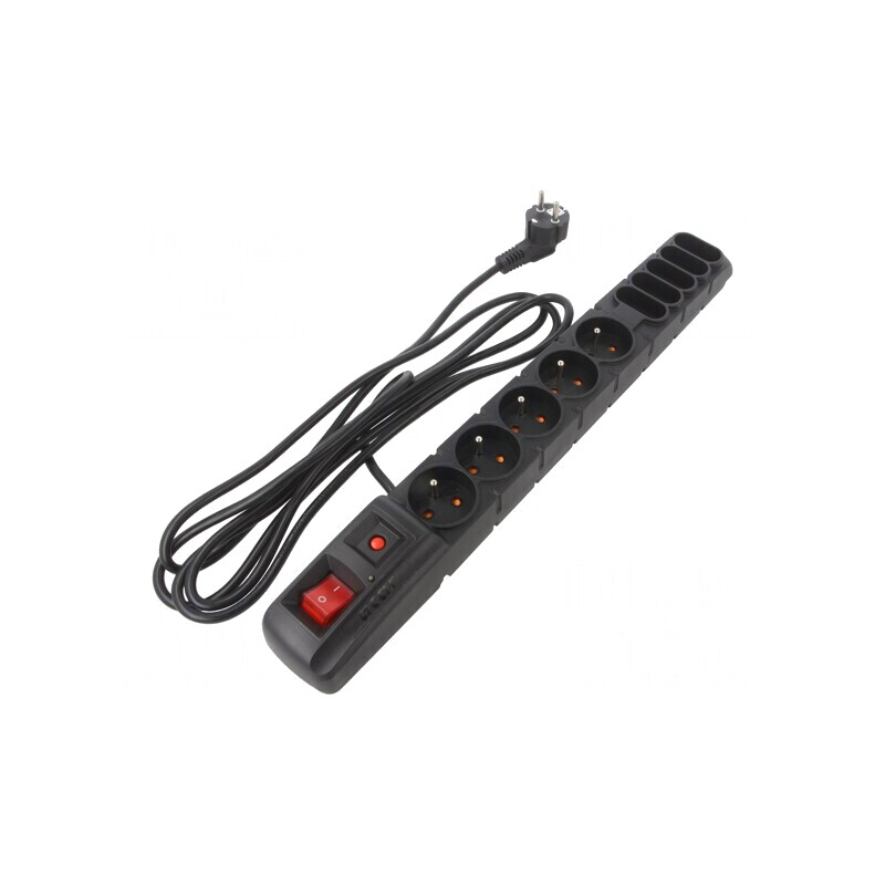 Prelungitor cu Protecție la Supratensiune, 10 Prize, 3M, Negru | Electronic-mag.ro | Componente Electronice