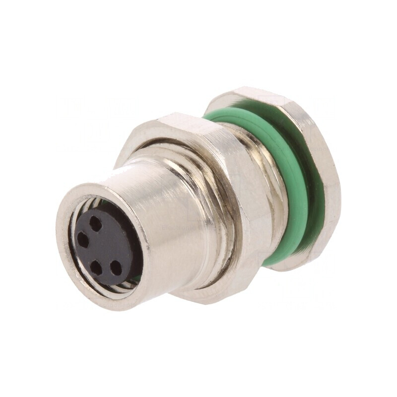 Conector M8 Mamă 4 PIN Montare Panou Piuliță Față | Electronic-mag.ro | Componente Electronice