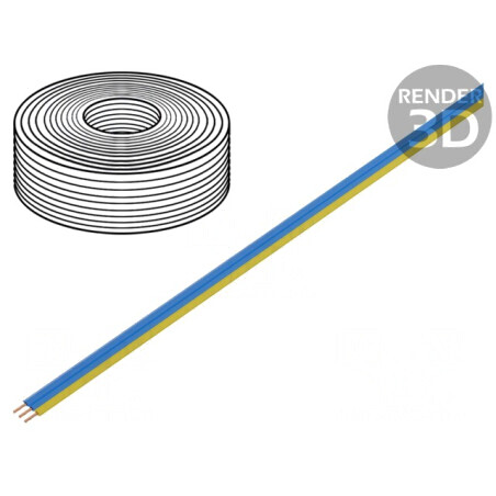 Cablu Bandă Litat Cu 3x0,25mm2 PVC Albastru Galben | Electronic-mag.ro | Componente Electronice