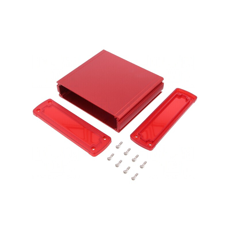 Carcasă universală aluminiu roșu 146,6mm x 129mm x 41,6mm | Electronic-mag.ro | Componente Electronice
