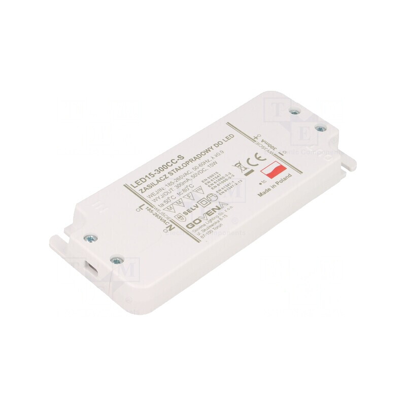 Alimentator LED 15W Slim 300mA 10-50VDC 185-265VAC | Electronic-mag.ro | Componente Electronice