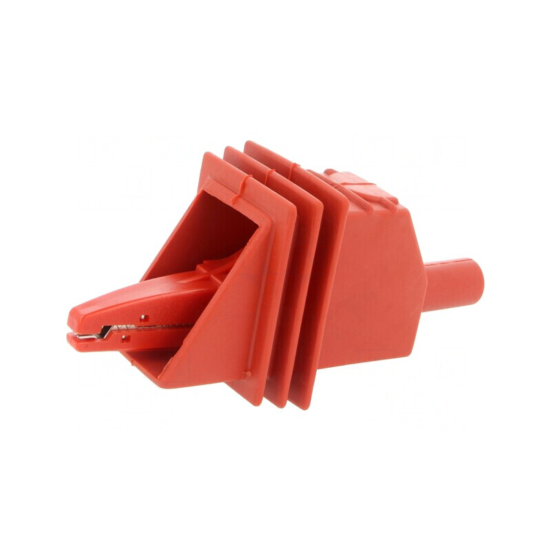 Bornă crocodil 20A roșie prindere max 25mm 5kV | Electronic-mag.ro | Componente Electronice