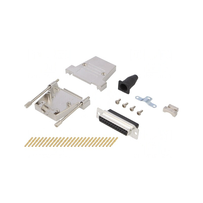 Conector D-Sub 25 Pin Mufă Mamă Crimpată Neagră | Electronic-mag.ro | Componente Electronice