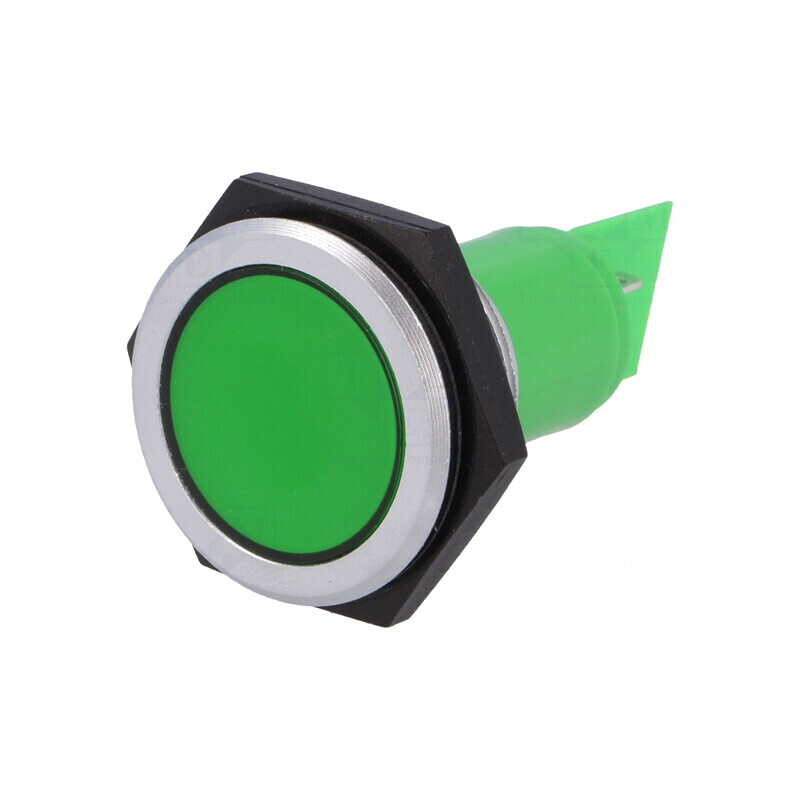 Lampă de control LED verde 24-28VDC IP67 Ø30,2mm | Electronic-mag.ro | Componente Electronice