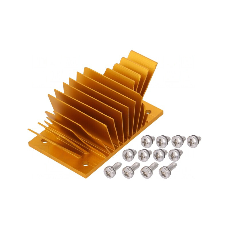 Radiator extrudat cu aripioare BGA aurie 37mm x 58mm | Electronic-mag.ro | Componente Electronice