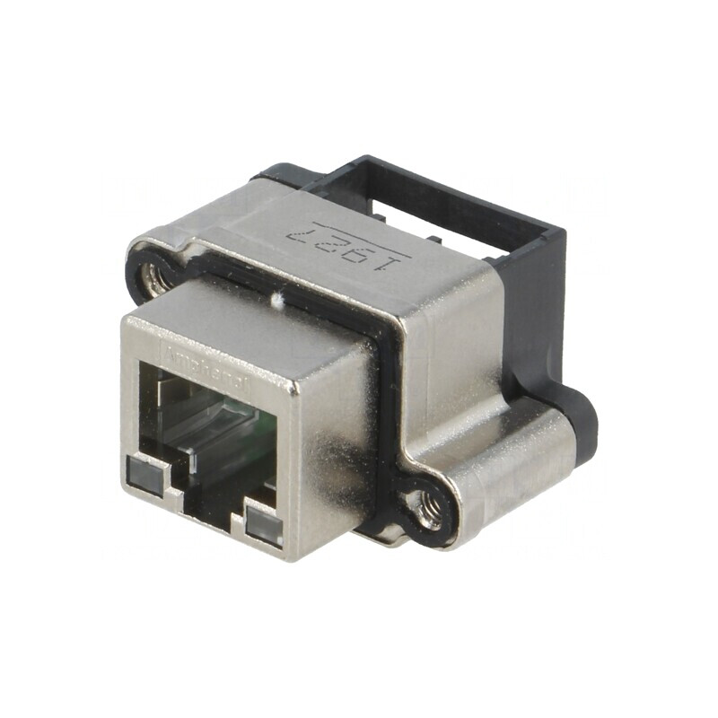 Soclu RJ45 cu LED IP67 pentru panou THT | Electronic-mag.ro | Componente Electronice