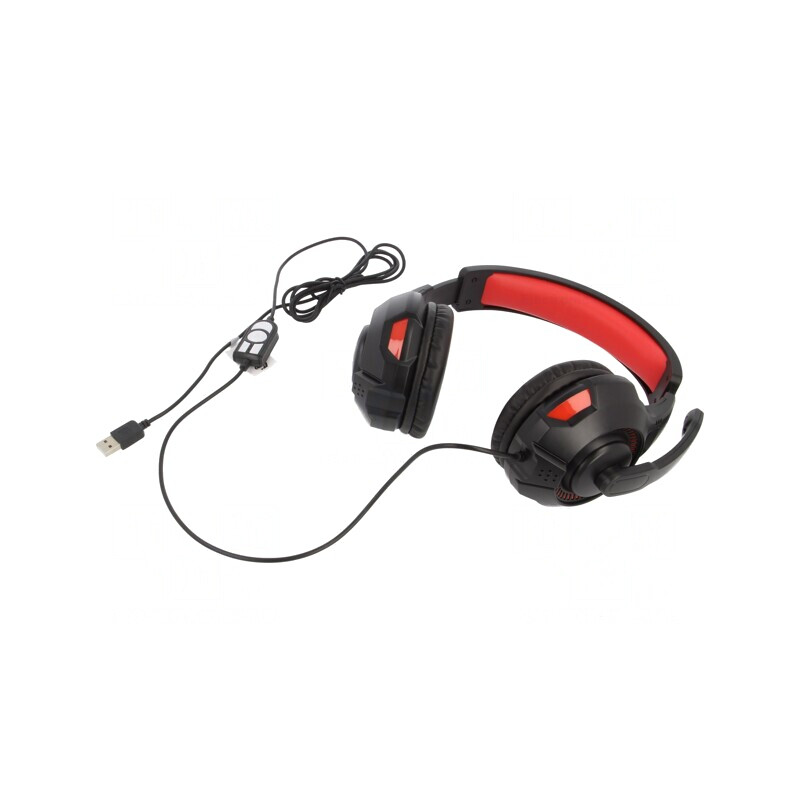 Căști Over-Ear cu Microfon USB Negru-Roșu 2m 32Ω | Electronic-mag.ro | Componente Electronice