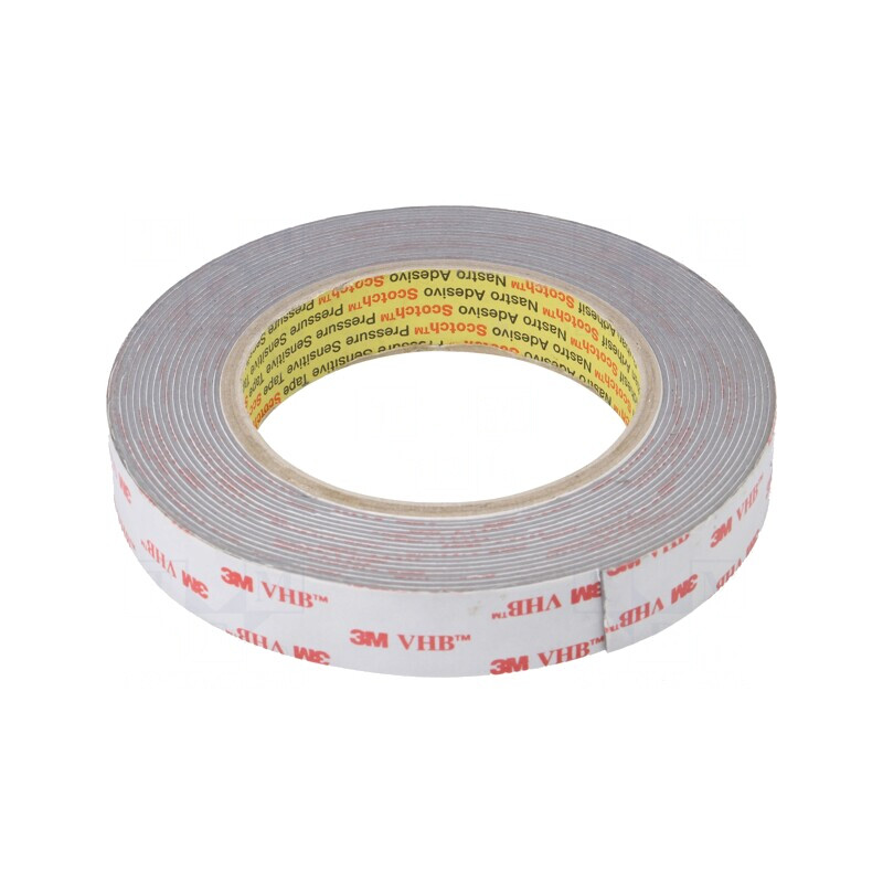 Bandă de Fixare Acrilică Gri 19mm x 5.5m 3M | Electronic-mag.ro | Componente Electronice