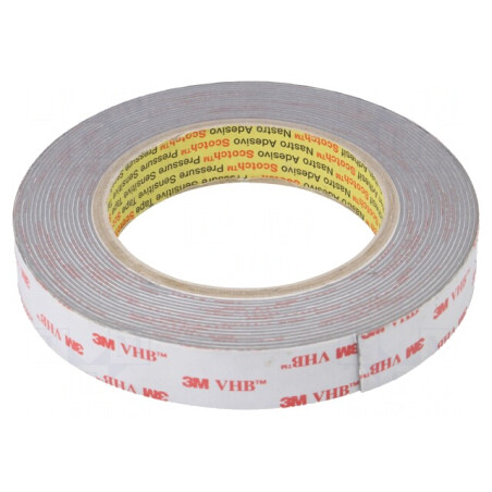 Bandă de Fixare Acrilică Gri 19mm x 5.5m 3M | Electronic-mag.ro | Componente Electronice