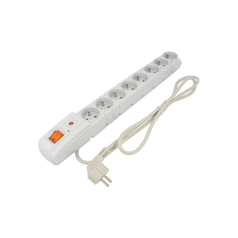 Prelungitor 8 Prize cu Protecție la Supratensiune 1.5M Gri | Electronic-mag.ro | Componente Electronice