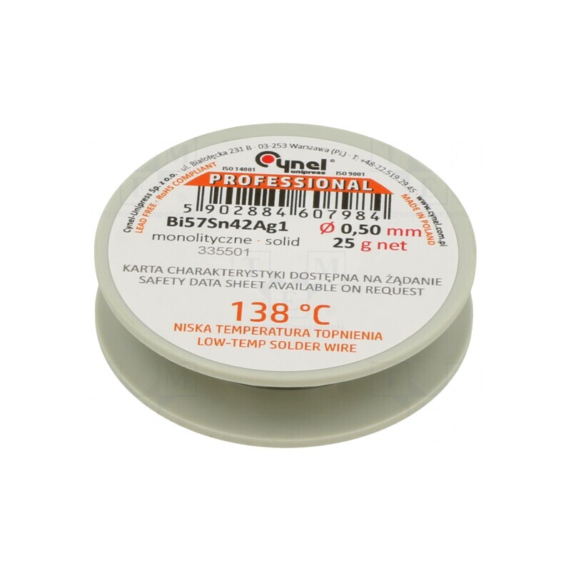 Sârmă de lipit fără plumb 0,5mm 25g Bi57Sn42Ag1 | Electronic-mag.ro | Componente Electronice