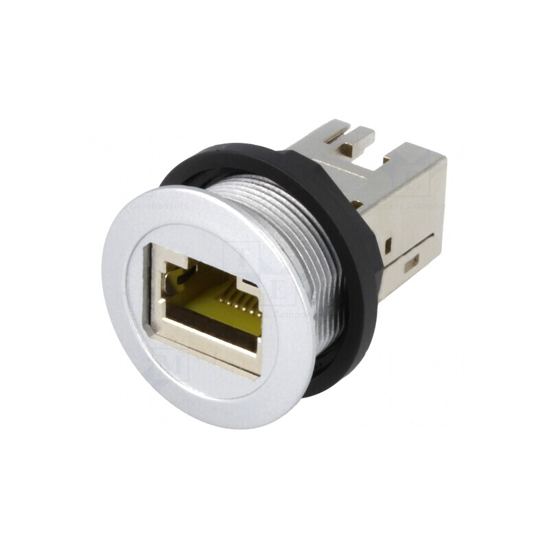 Soclu RJ45 22mm har-port IP20 Argintiu | Electronic-mag.ro | Componente Electronice
