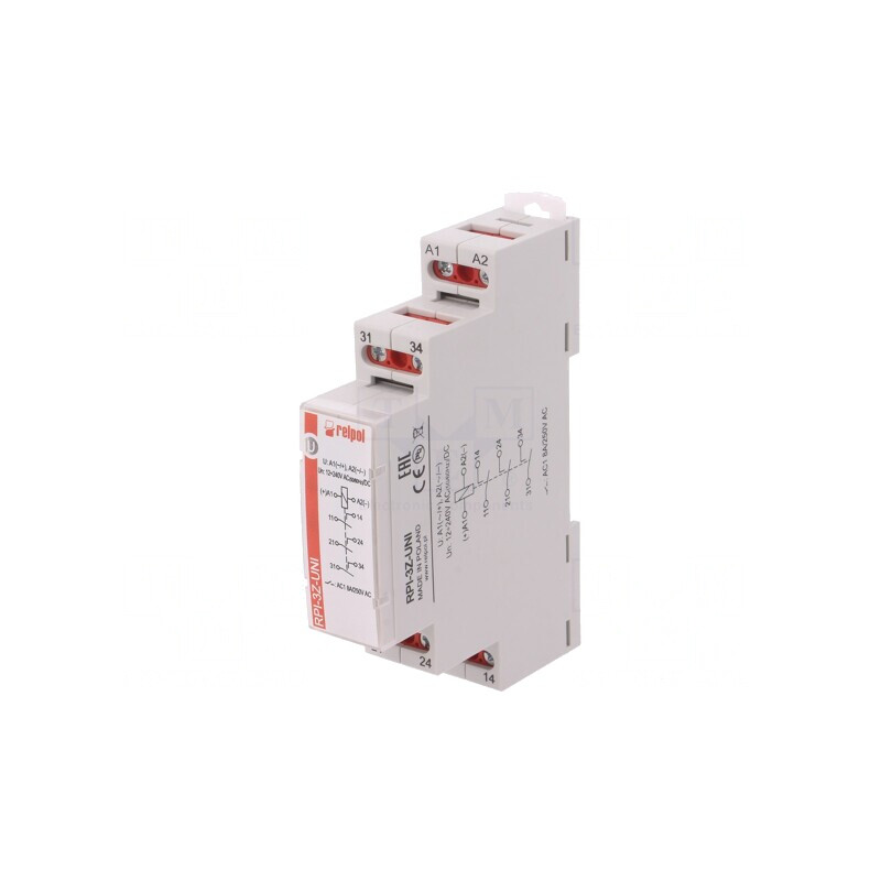 Releu 3PST-NO 8A pentru instalații 90x17,5x64,6mm RPI-3Z-UNI | Electronic-mag.ro | Componente Electronice