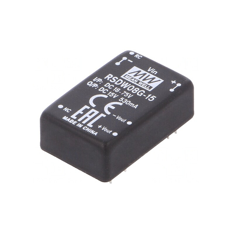 Convertor DC/DC 8W 18-75V la 15V 530mA THT | Electronic-mag.ro | Componente Electronice