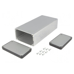 Carcasă aluminiu gri cu panou 78x160x43mm | Electronic-mag.ro | Componente Electronice