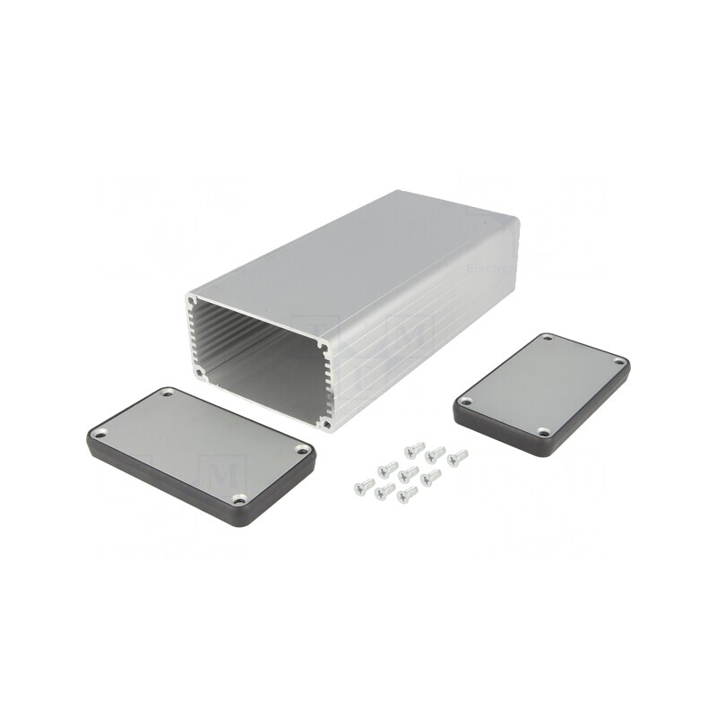 Carcasă aluminiu gri cu panou 78x160x43mm | Electronic-mag.ro | Componente Electronice