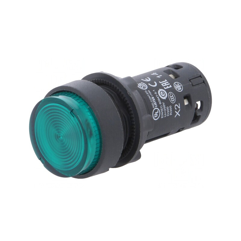 Comutator apăsare 22mm 1 NO verde | Electronic-mag.ro | Componente Electronice