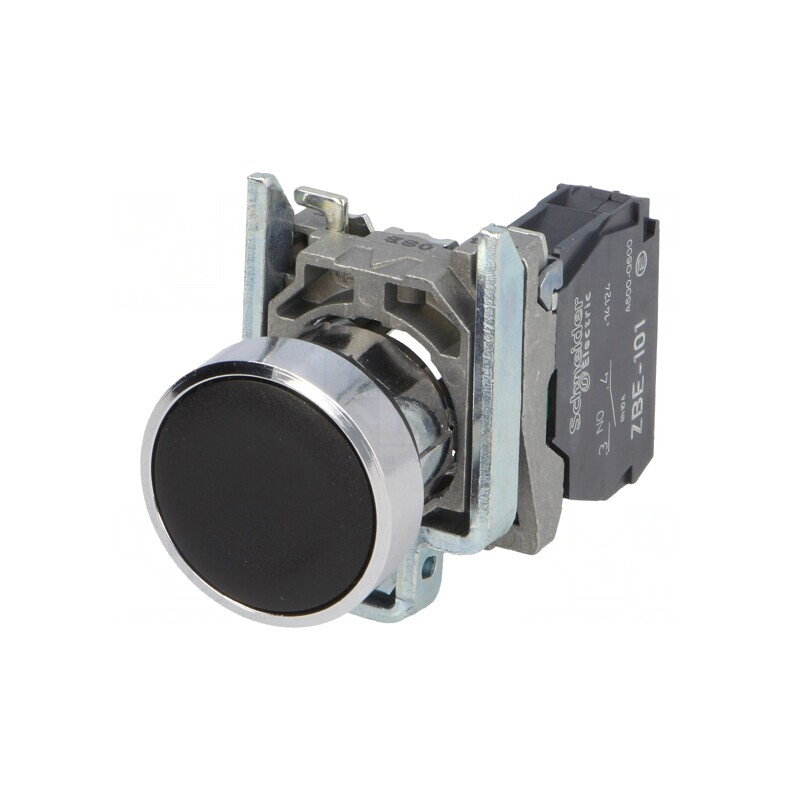 Comutator acționat prin apăsare 22mm 1 NO negru | Electronic-mag.ro | Componente Electronice