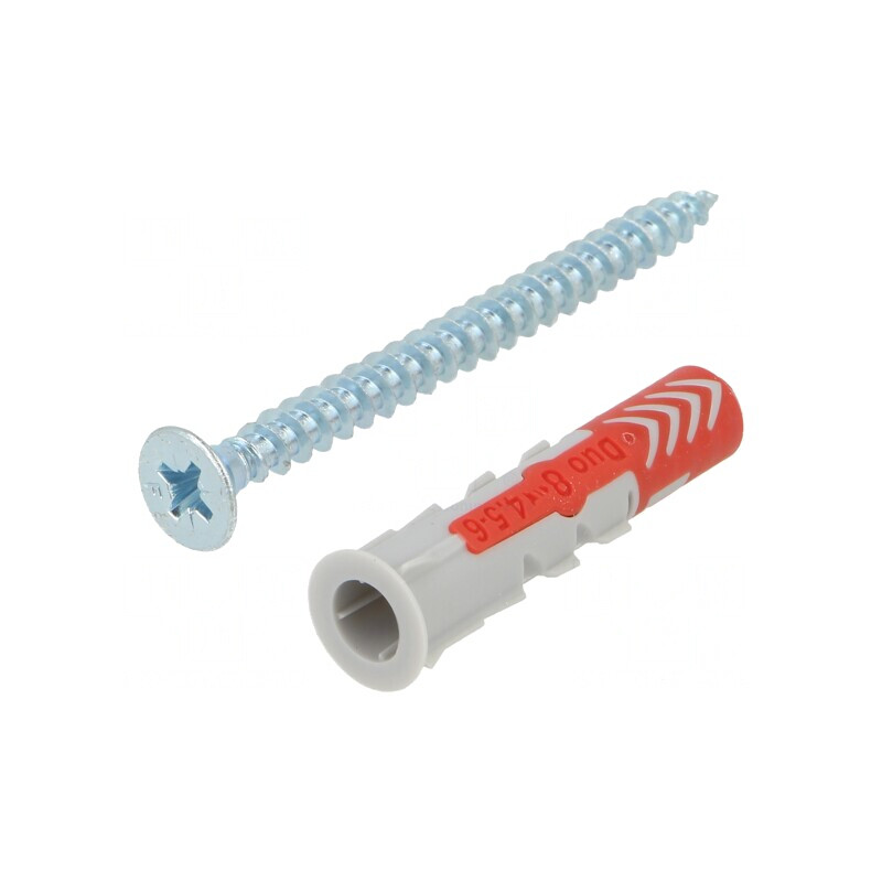 Plastic Anchor with Screw 8x40mm DUOPOWER 50pcs | Electronic-mag.ro | Componente Electronice