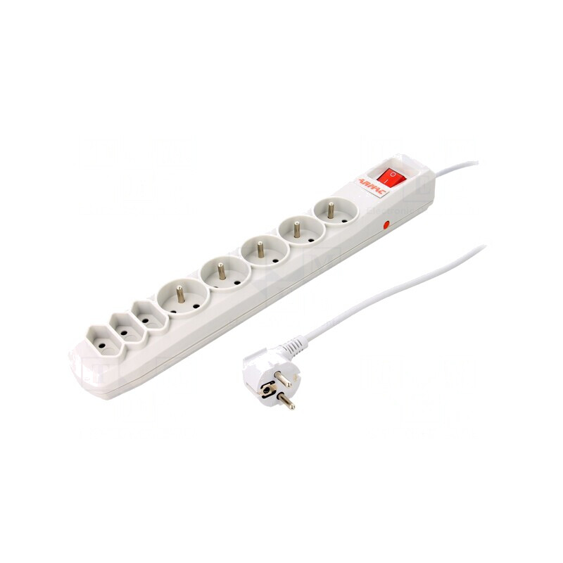 Prelungitor cu Protecție la Supratensiune, 8 Prize, 10A | Electronic-mag.ro | Componente Electronice
