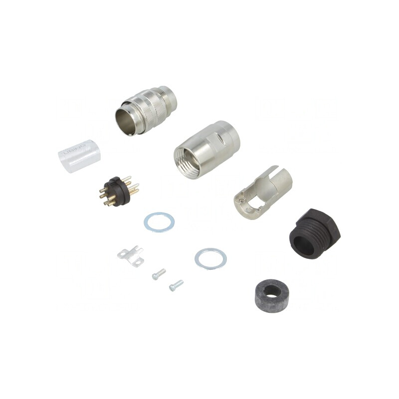 Conector M16 Mufă Tată 5-Pin Lipire pe Cablu 300V Drept | Electronic-mag.ro | Componente Electronice