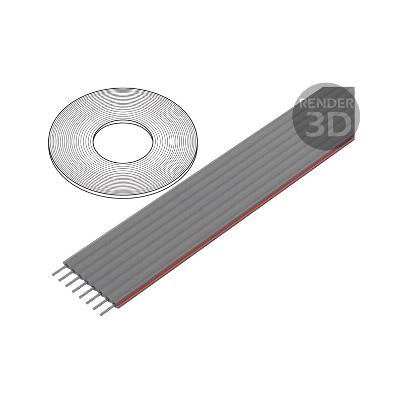Cablu bandă 1mm litat Cu 8x28AWG PVC gri 30,5m | Electronic-mag.ro | Componente Electronice