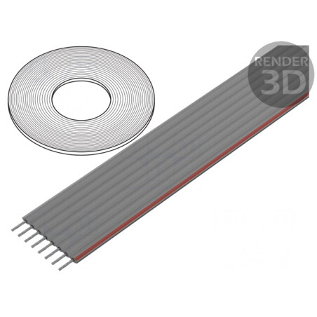 Cablu bandă 1mm litat Cu 8x28AWG PVC gri 30,5m | Electronic-mag.ro | Componente Electronice