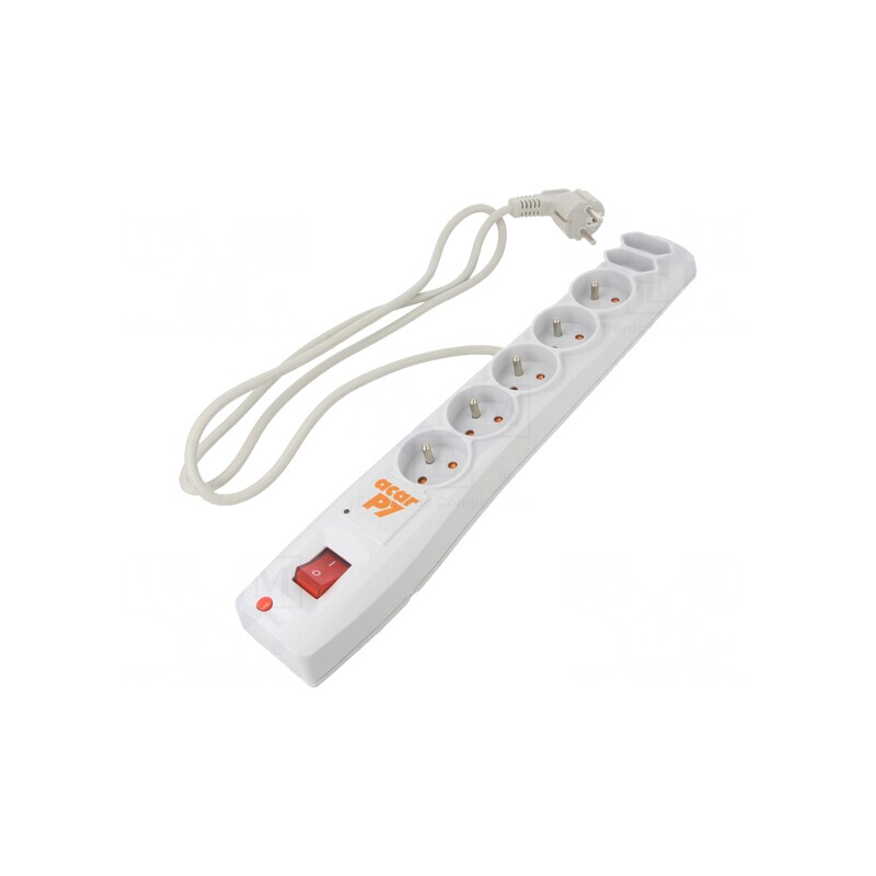 Prelungitor cu Protecție la Supratensiune, 7 Prize, 1.5m, Gri | Electronic-mag.ro | Componente Electronice