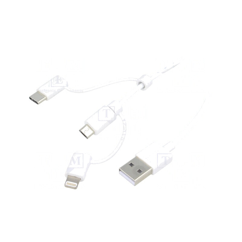 Cablu USB 2.0 1m Alb 480Mbps | Electronic-mag.ro | Componente Electronice
