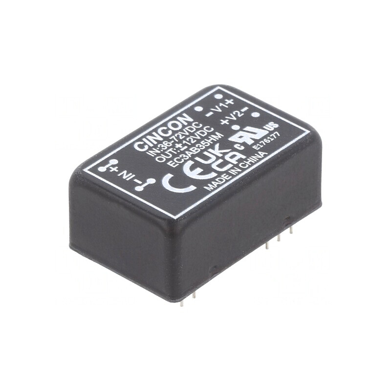 Convertor DC/DC 3W 36-72V la 12V/-12V THT EC3AB35HM | Electronic-mag.ro | Componente Electronice