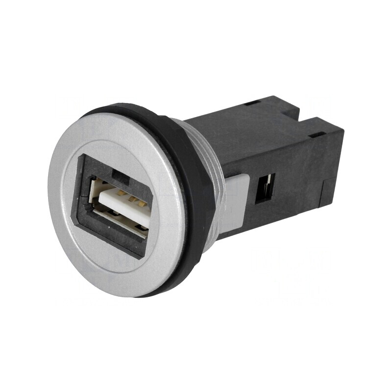 Soclu USB 22mm IP20 Argintiu | Electronic-mag.ro | Componente Electronice