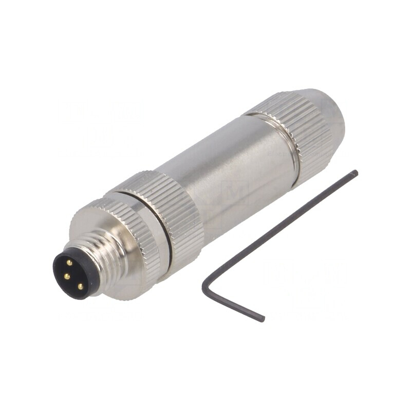 Conector M8 3 PIN Drept Ecranat pe Cablu IP67 60V | Electronic-mag.ro | Componente Electronice