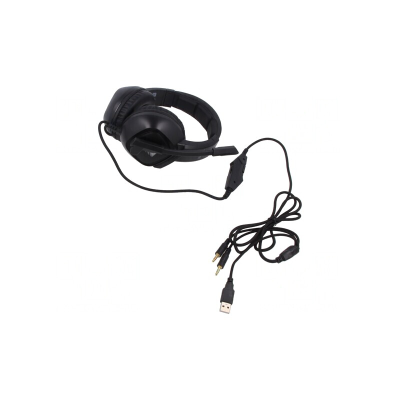 Căşti cu Microfon USB și Jack 3,5mm Negre 2m | Electronic-mag.ro | Componente Electronice