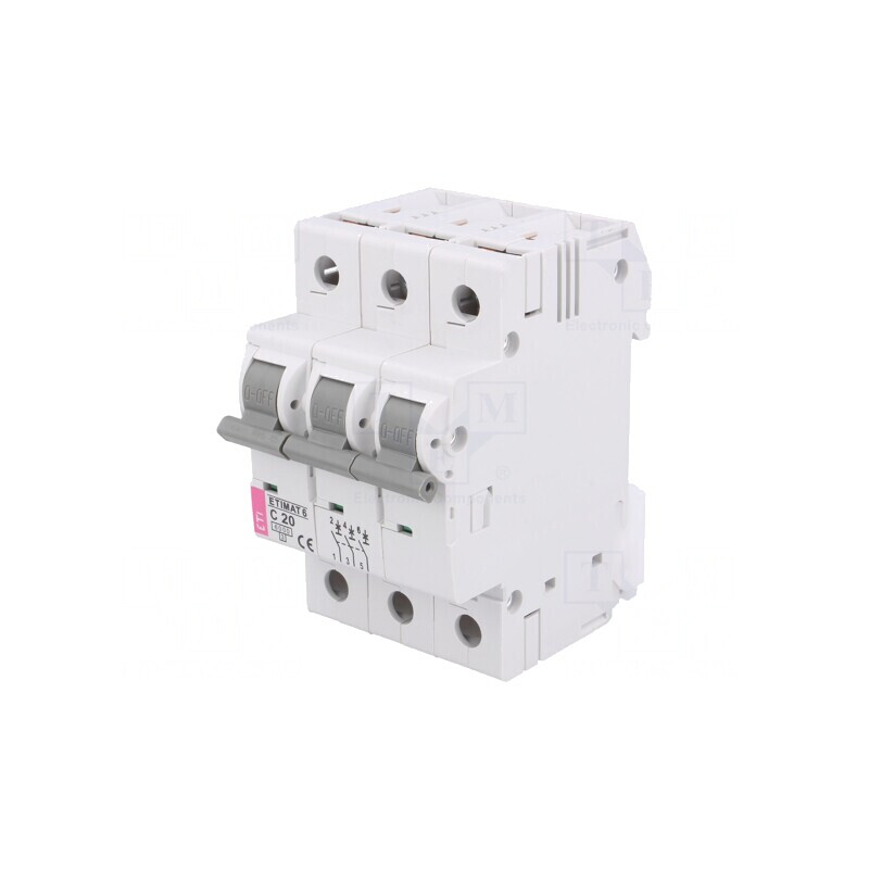 Întrerupător Supracurent 20A 3 Poli 6kA 230/400V | Electronic-mag.ro | Componente Electronice
